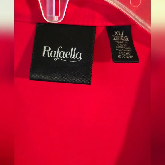 RAFAELLA Red V-neck ruffle Blouse Size XL - Picture 2 of 7